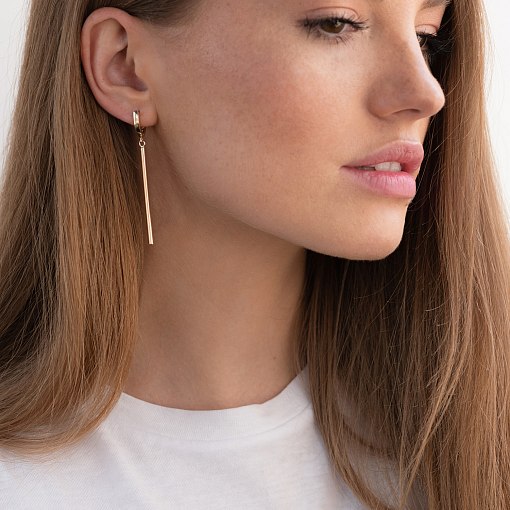 Серьги в желтом золоте на английской застежке с07083 2