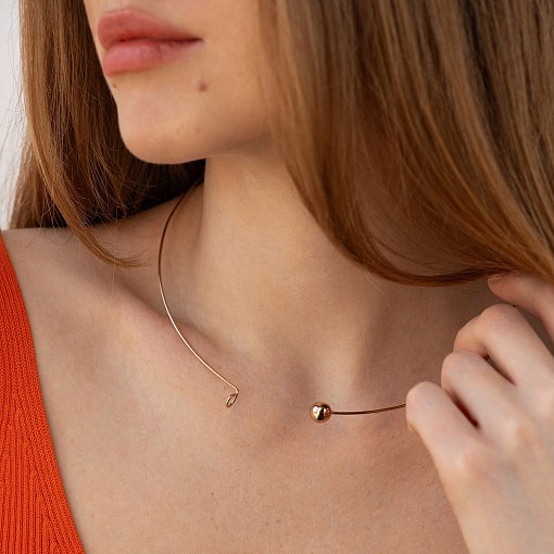 Колье - чокер "Adele" (красное золото) с шариком кол02543 8