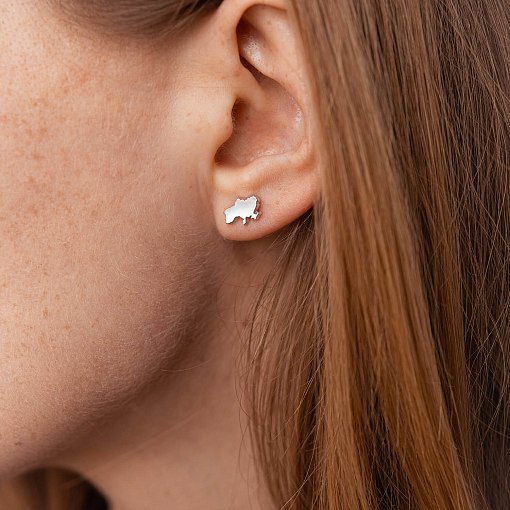 Серьги - пусеты "Карта Украины" в белом золоте с08012 5