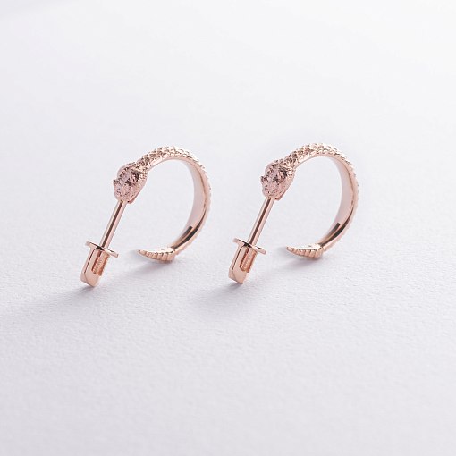 Золотые серьги - пусеты "Гремучие змеи" с09004 8