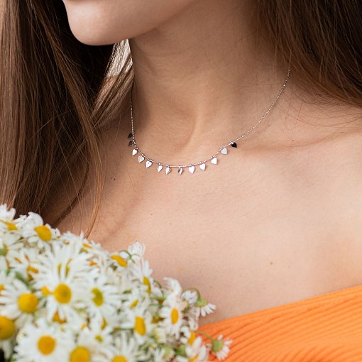 Золотое колье с сердечками кол01396 6