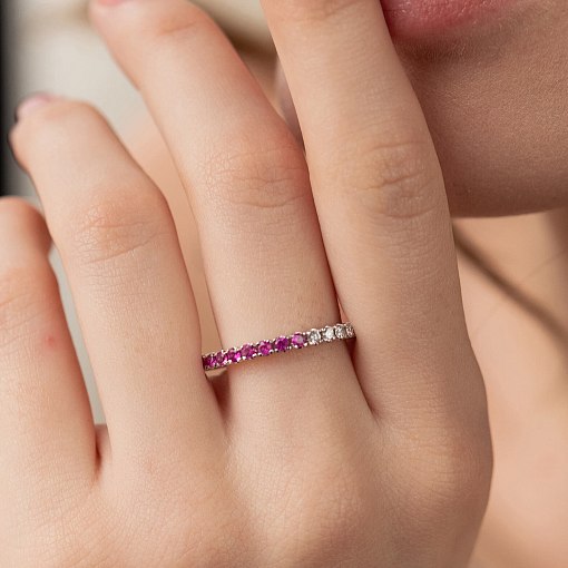 Золота каблучка з діамантами і рубінами кб0469di 6