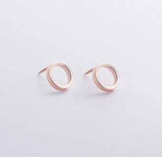 Серьги - пусеты "Круговорот" в красном золоте с08306 №9
