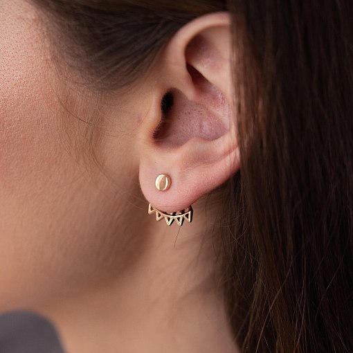 Серьги - джекеты "Фрида" в красном золоте с07954 5