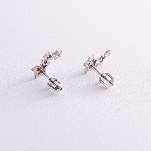 Серьги - пусеты "Звездочки" в белом золоте с08000 3