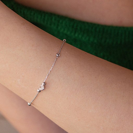 Браслет "Сердечко" в белом золоте б05085 4