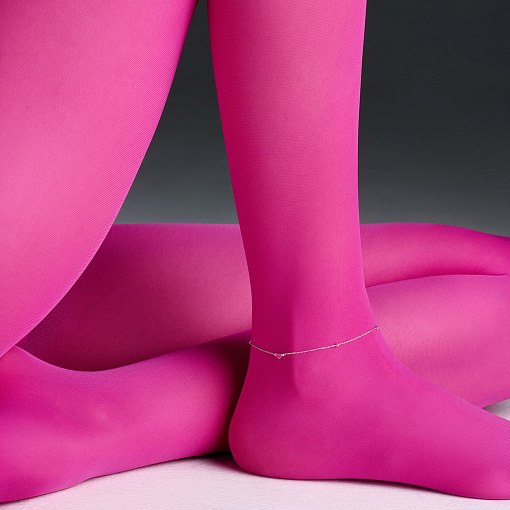 Браслет на ногу "Сердечко" в белом золоте б05346 4