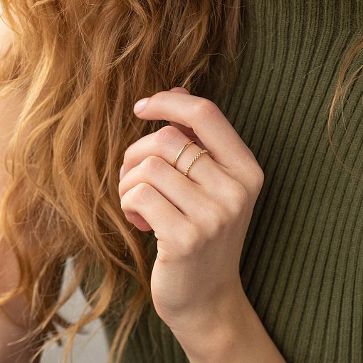 Подвійна каблучка з кульками (жовте золото) к07135 4