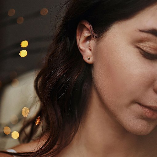 Серьги - пусеты "Шарики" в желтом золоте (0.4 см) с07322 4