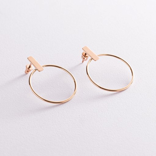 Серьги - пусеты "Уверенность" в желтом золоте с07749 6