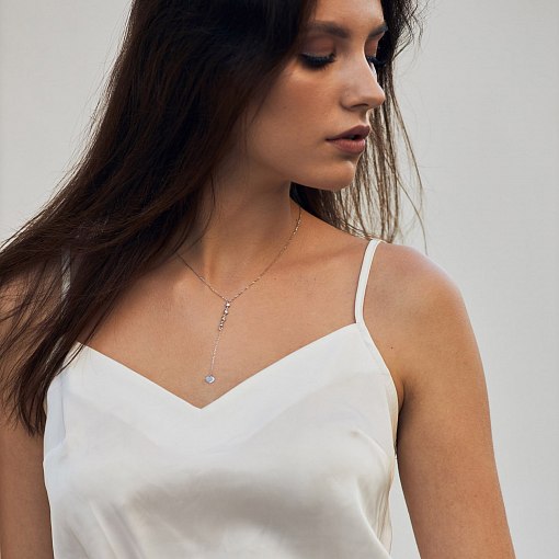 Колье из белого золота с фианитами кол01515 11