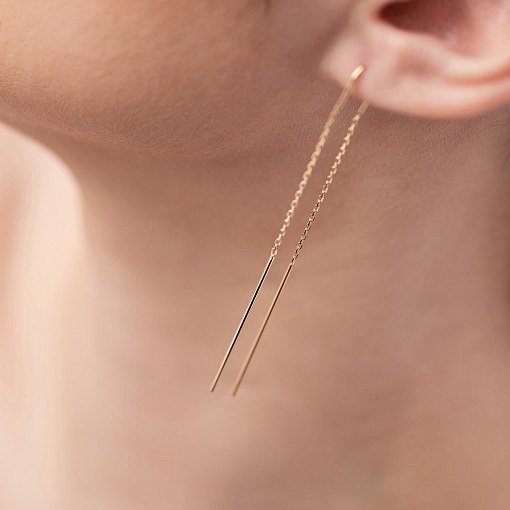 Серьги - протяжки в желтом золоте с08213 5