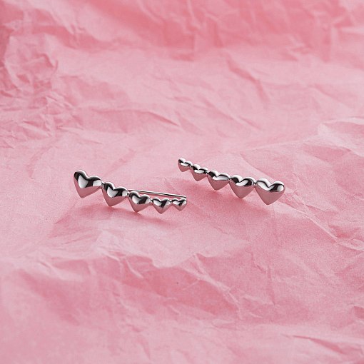 Серьги - клаймберы Веление сердца в белом золоте с06300 4