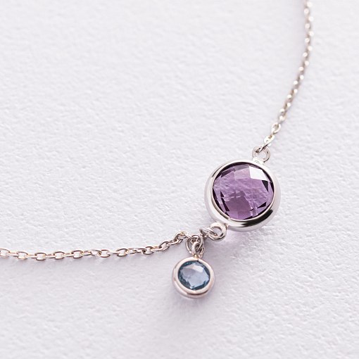 Золотой браслет (аметист, топаз) б04387 6