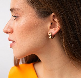 Сережки - кільця у жовтому золоті с09006 №3