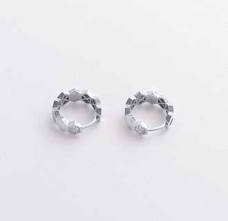 Серьги - кольца "Miranda" в белом золоте (фианиты) с09335 №2