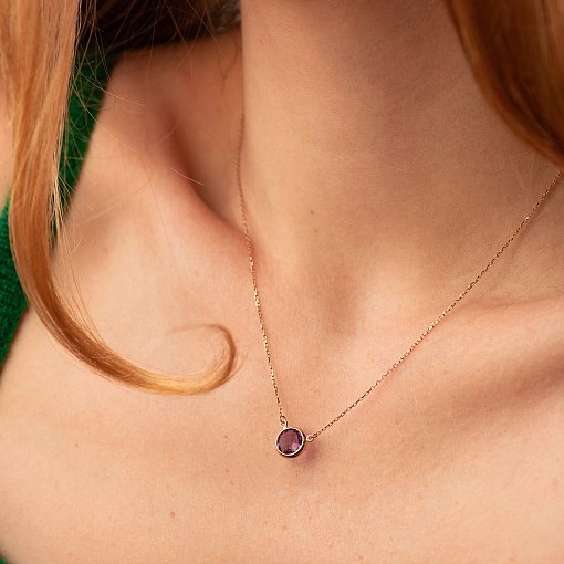 Кольє з аметистом в червоному золоті кол01180 2
