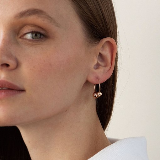 Серьги "Хельга" с шариками (красное золото) с08234 4