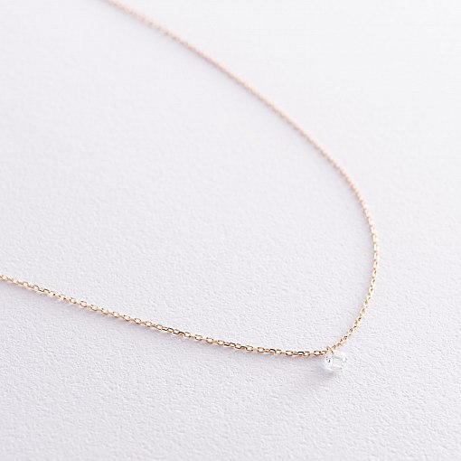 Кольє в жовтому золоті з одним фіанітом кол01817