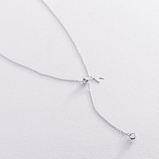 Колье "Ласточка" в белом золоте (фианит) кол01920