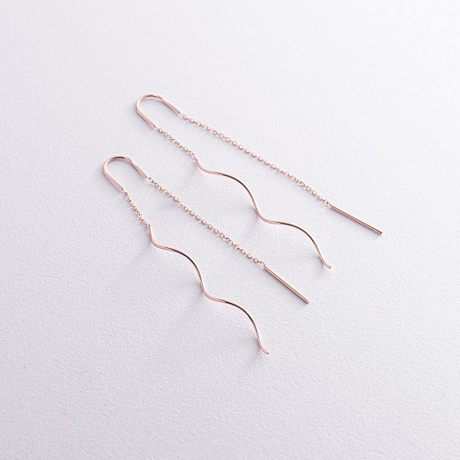 Серьги - протяжки "Завиток" из красного золота с08333 5