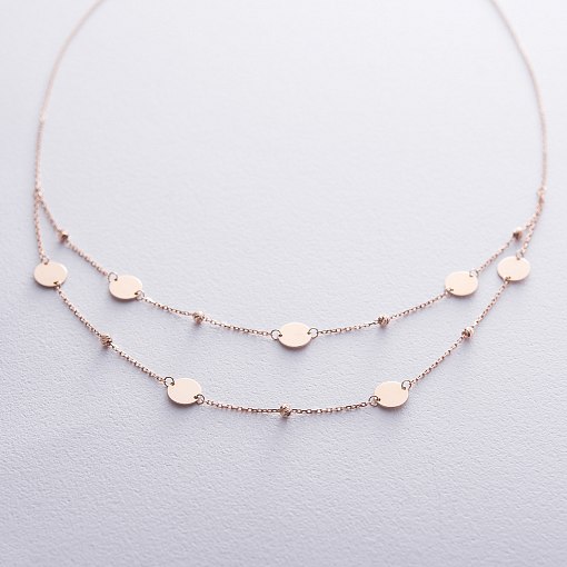 Золотое колье с монетками и шариками кол01409