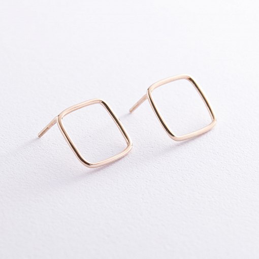 Золотые серьги - пусеты "Ромбы" с06967 3