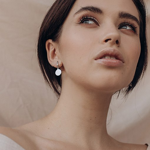 Серьги "Монетки" из белого золота с06395 4