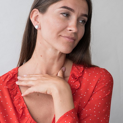 Золотые серьги-пусеты "Сияние" (им. опал, фианит) 10 мм с06326 5