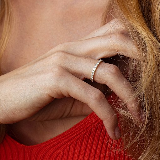 Каблучка з доріжкою діамантів (жовте золото) 238181621 4