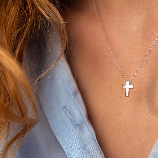 Колье "Крестик" в белом золоте кол02269 6