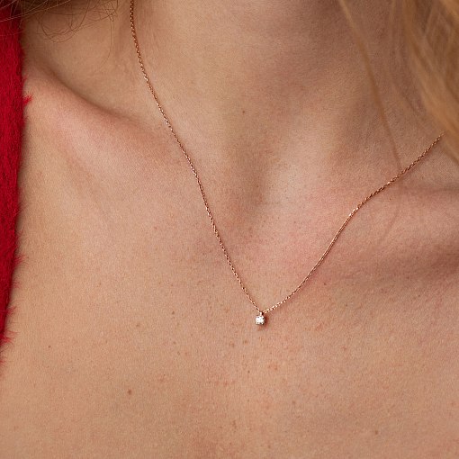 Золоте кольє з одним каменем (діамант) колб0114di 2