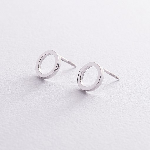 Серьги - пусеты "Круговорот" в белом золоте с08305 2