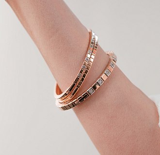 Жесткий золотой браслет "Кубики" б05613 №2