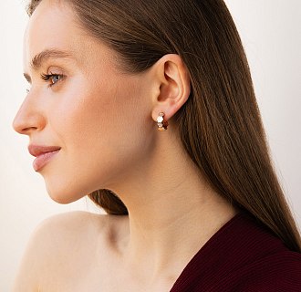 Серьги - кольца "Miranda" в красном золоте (фианиты) с09334 №2