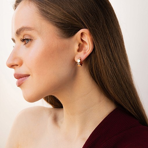 Серьги - кольца "Miranda" в красном золоте (фианиты) с09334 2