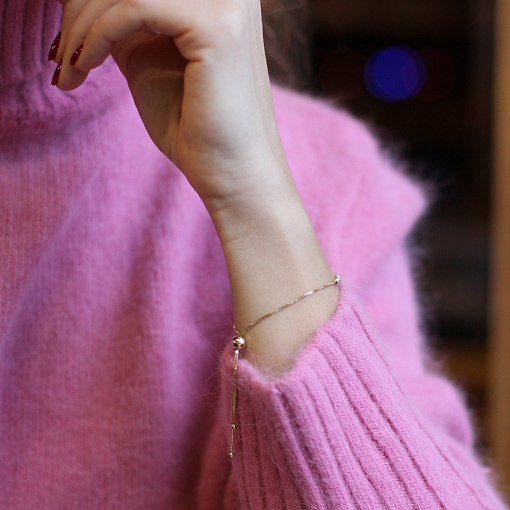 Кульковий браслет з жовтого золота б04301 4