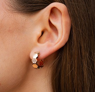 Серьги - кольца "Miranda" в красном золоте (фианиты) с09334 №5