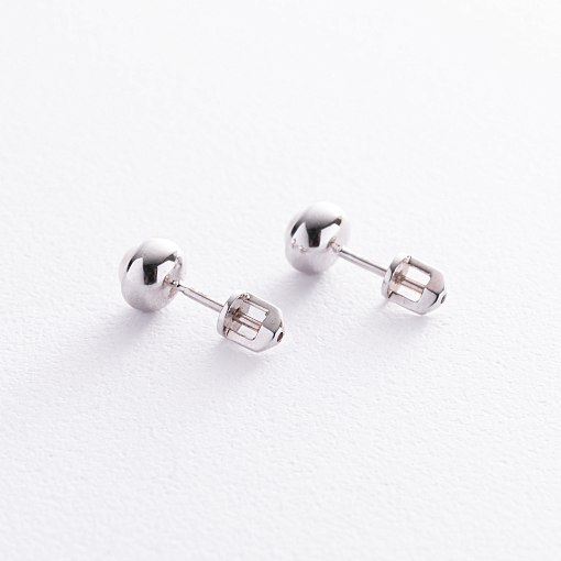 Серьги - пусеты с жемчугом (белое золото) с08504 5