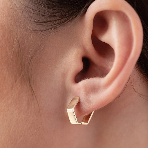 Серьги "Шестиугольники" в желтом золоте с08393 4