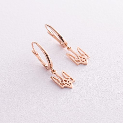 Серьги "Герб Украины - Тризуб" в красном золоте с07948 6