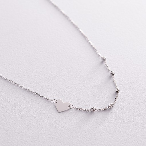 Колье "Сердечко" в белом золоте кол02352