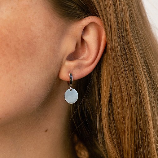 Серьги с монетками в белом золоте с06754 3