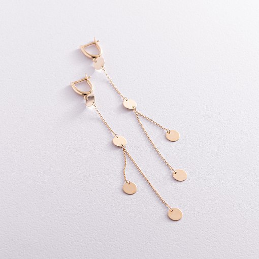 Серьги "Монетки" в желтом золоте с07644