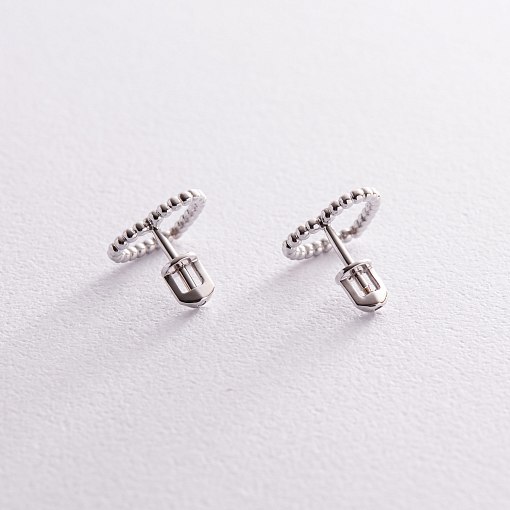 Серьги - пусеты "Сердечки" в белом золоте с08296 3