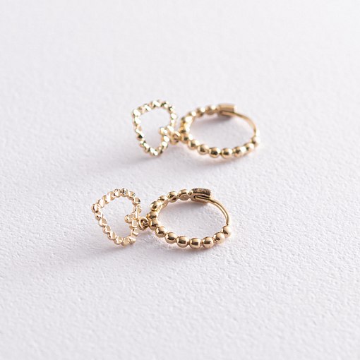 Серьги "Сердечки" в желтом золоте с07103 5