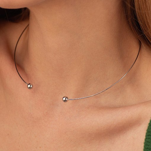 Колье - чокер "Miley" (белое золото) с шариками кол02551 6