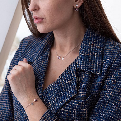 Золоте кольє (аметист, топаз) кол01858 8