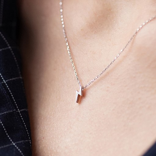 Колье "Молния" в белом золоте кол02287 2