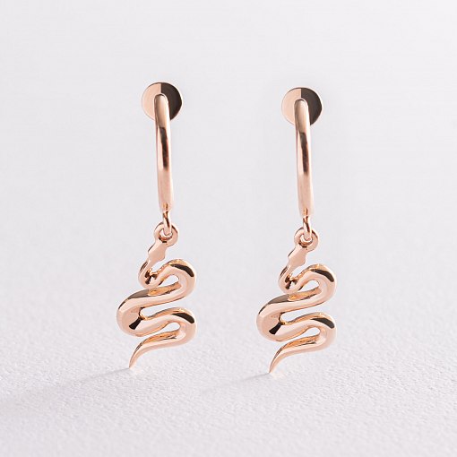 Золотые серьги - пусеты "Змеи" с07327